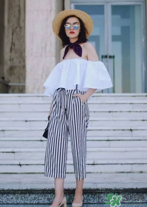 條紋闊腿褲配什么上衣？條紋闊腿褲搭配上衣圖片