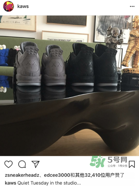 kaws與air jordan 4聯(lián)名黑色版本多少錢？aj4純黑限定發(fā)售價格